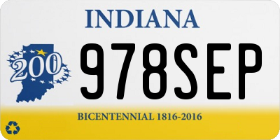 IN license plate 978SEP