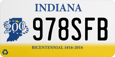 IN license plate 978SFB