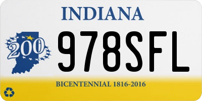 IN license plate 978SFL