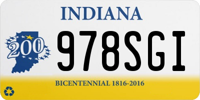 IN license plate 978SGI