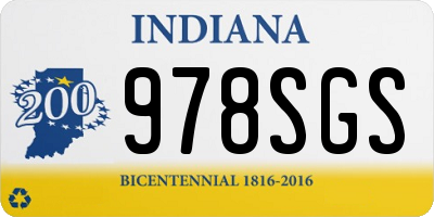 IN license plate 978SGS