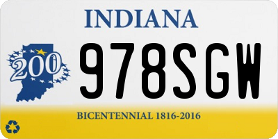 IN license plate 978SGW