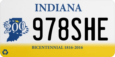 IN license plate 978SHE