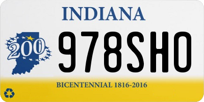 IN license plate 978SHO