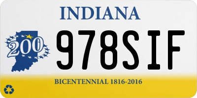 IN license plate 978SIF