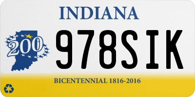 IN license plate 978SIK
