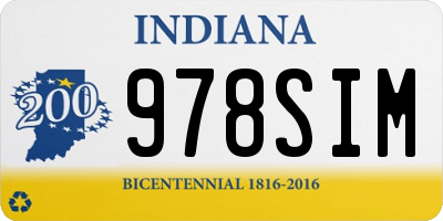 IN license plate 978SIM
