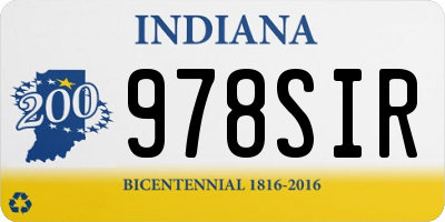 IN license plate 978SIR