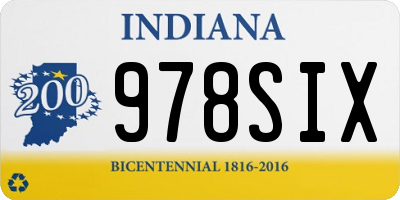 IN license plate 978SIX