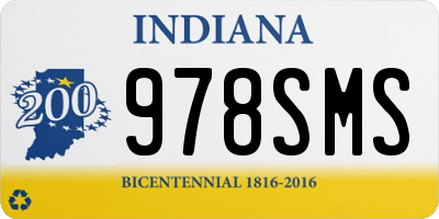 IN license plate 978SMS