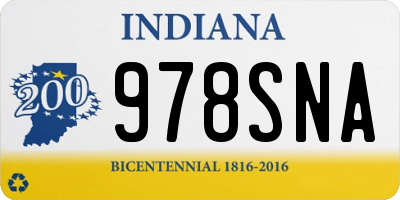 IN license plate 978SNA