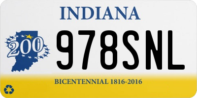 IN license plate 978SNL