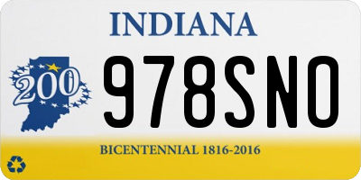 IN license plate 978SNO