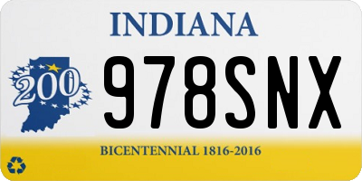 IN license plate 978SNX