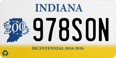 IN license plate 978SON