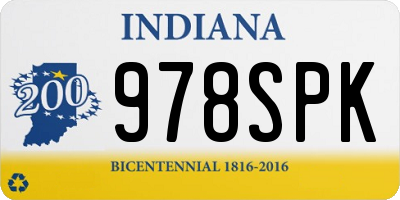 IN license plate 978SPK