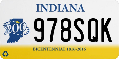 IN license plate 978SQK