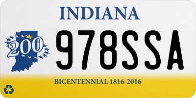 IN license plate 978SSA