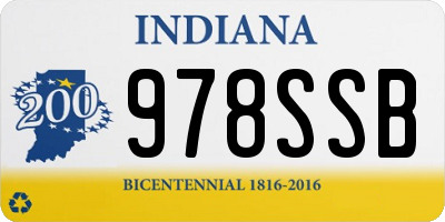 IN license plate 978SSB