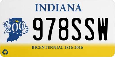 IN license plate 978SSW