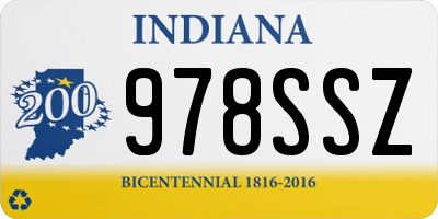 IN license plate 978SSZ