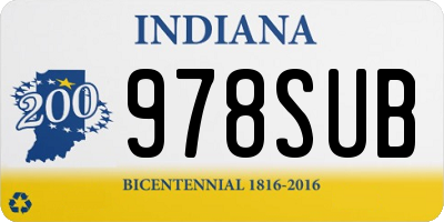 IN license plate 978SUB