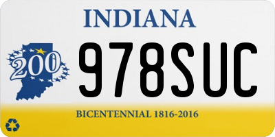 IN license plate 978SUC