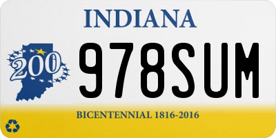 IN license plate 978SUM