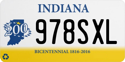 IN license plate 978SXL