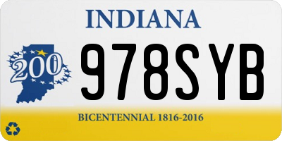 IN license plate 978SYB