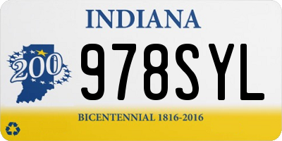 IN license plate 978SYL