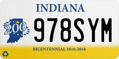 IN license plate 978SYM
