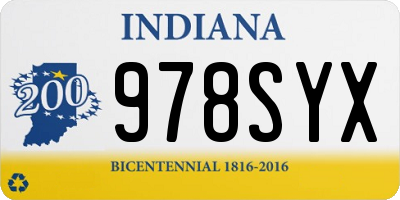 IN license plate 978SYX