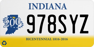 IN license plate 978SYZ