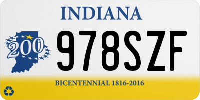 IN license plate 978SZF
