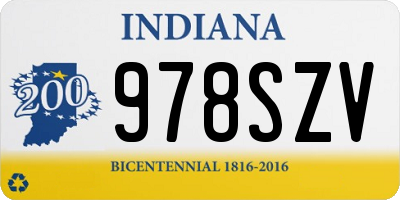 IN license plate 978SZV
