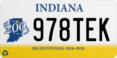 IN license plate 978TEK