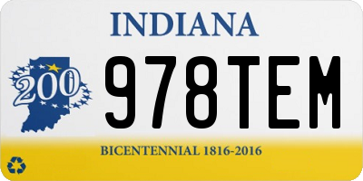 IN license plate 978TEM