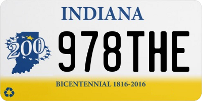 IN license plate 978THE