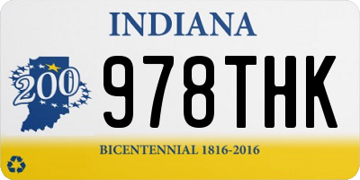 IN license plate 978THK