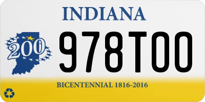 IN license plate 978TOO