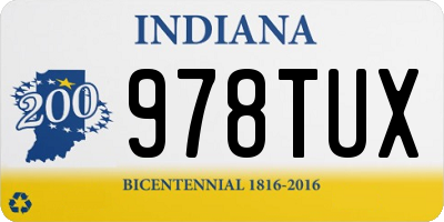 IN license plate 978TUX