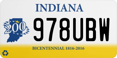 IN license plate 978UBW