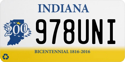 IN license plate 978UNI