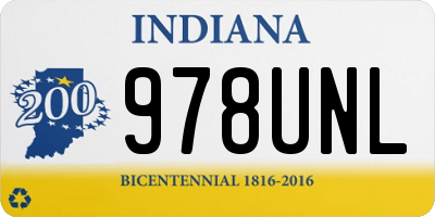 IN license plate 978UNL