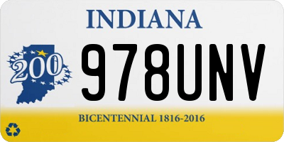 IN license plate 978UNV