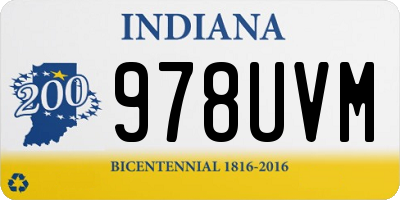 IN license plate 978UVM
