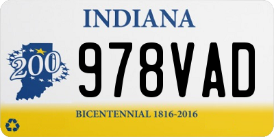 IN license plate 978VAD