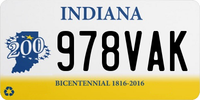 IN license plate 978VAK