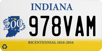 IN license plate 978VAM